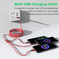 1 x RAW Customer Returns Multi 3 in 1 USB Extra Long Cable, 3M 10Ft Nylon Braided Universal Charging Cable Type C Micro USB iPhone Lightning Connector for Android Tablets Samsung S8 LG Pixel Huawei and More Red  - RRP €19.12