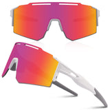 1 x RAW Customer Returns DUDUKING Sunglasses Cycling Glasses Men Women, Water Transfer Printing Sports Glasses Cycling Glasses for Outdoor Sports Cycling Running Golf UV 400 Protection Baseball Glasses White Red  - RRP €27.99