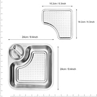 1 x Brand New Hivexagon 2 Pcs Fried Food Dip Plates Dipping Plates with Removable Oil Water Strainer Drainage Tray Made of 304 Stainless Steel Taste Better and Eat Healthier for Party and Picnic 24 24 cm - RRP €20.4