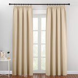 1 x RAW Customer Returns PONY DANCE bedroom curtains with ruffle tape curtain beige opaque thermal curtain against cold blackout curtains for rail system, biscotti beige, set of 2, H 200 x W 140 cm - RRP €35.16