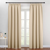 1 x RAW Customer Returns PONY DANCE curtains living room decorative curtains thermal curtain opaque window curtains with ruffle tape blackout curtains, 2x H228cm x W228cm, biscotti beige - RRP €49.46