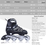 1 x RAW Customer Returns XIUWOUG Inline Skates 38-45 Adjustable roller skates for men and women with ABEC-7 ball bearings and white LED PU rubber wheels Roller skates for children, beginners and adults black, XL EU 42-45  - RRP €80.66