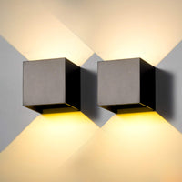 1 x RAW Customer Returns 2 pieces wall light outside inside LED wall lamp outside modern black 6W warm white 3000K IP65 waterproof square aluminum wall light adjust the light angle design easy installation - RRP €44.26