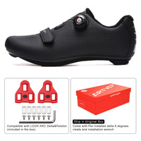 1 x RAW Customer Returns ARTVEP Cycling Shoes Men Women Road Bike Shoes MTB Cycling Shoes Compatible with Look SPD SPD-SL Delta Lock Pedal Riding Shoes Peloton Shoes All Black EU45 275 - RRP €59.99