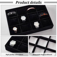 1 x RAW Customer Returns PH PandaHall 12 Slot Black Velvet Watch Jewelry Display Watch Tray Jewelry Watch Display Box Jewelry Trays for Watch Bands Jewelry Holder - RRP €35.29