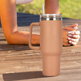 1 x RAW Customer Returns Double-walled stainless steel thermal mug with straw, vacuum insulated mug, stainless steel coffee mug with lid, coffee cup for hot and cold drinks, travel mug thermal mug coffee for car - RRP €21.62