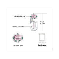 1 x RAW Customer Returns Jewelrypalace Geometric Art Deco Emerald Cut 6.3ct Pink Zirconia Earrings, Green Emerald Jewelry Set, Earrings Silver 925 Girls Silver Women 925 with Stone, Earrings Jewelry Gifts for Women - RRP €52.67