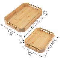 1 x RAW Customer Returns PARMEDU Bamboo Serving Tray Set of 2 Serving trays made of natural, thickened wood with ergonomic aesthetic metal handles for serving food, breakfast, tea, coffee, etc. - RRP €26.23