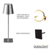 1 x Brand New DUDALIGHT USB Rechargeable LED Table Lamp - Wireless, Touch, Dimmable for Restaurant, Desk, Bedside - 3 LED Lights of Different Intensity - RRP €46.22