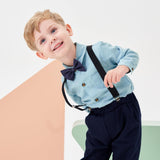 1 x RAW Customer Returns Volunboy Newborn Gentleman Outfits and Coordinates, Bow Shirt and Suspenders Trousers 4 Pieces 5-6 years, Pure Green, Size 130  - RRP €24.0