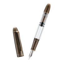 1 x RAW Customer Returns Asvine Piston Fountain Pen P30, Fine Nib, Retro Brass Style, Transparent Acrylic Pen, Large Ink Capacity, Writing Gift Box - RRP €37.3