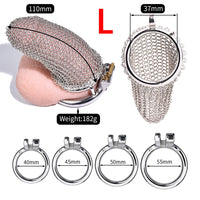 1 x RAW Customer Returns Jpscor Flexible Metal Mesh Ventilation Penis Cage Set with 4 Cock Rings Set, Stainless Steel Extreme Penis Cage Chastity Device Cock Sleeve Chastity Cage Abstinence Sex Game Chastity Belt for Men L  - RRP €69.99