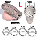 1 x RAW Customer Returns Jpscor Flexible Metal Mesh Ventilation Penis Cage Set with 4 Cock Rings Set, Stainless Steel Extreme Penis Cage Chastity Device Cock Sleeve Chastity Cage Abstinence Sex Game Chastity Belt for Men L  - RRP €69.99