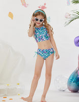 2 x Brand New GRACE KARIN Girls Bikini 134 Children Swimsuit Two-piece 140 Tankini Ruffle Swimsuit Mermaid 8 Years - RRP €78.8