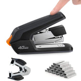 1 x RAW Customer Returns Deli Labor-saving stapler, office stapler for 40-50 sheets capacity, with 1500 staples and staple remover, for office school home desk accessories metal stapler black  - RRP €16.13