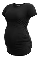 1 x RAW Customer Returns Smallshow Women s Maternity Tops Side Gathered Maternity Tops 3 Pack Black Grey Army Green M - RRP €43.99