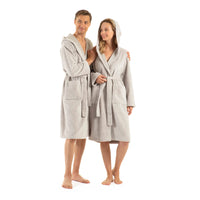 1 x RAW Customer Returns ENGLISH HOME Bathrobe women fluffy, bathrobe men with hood made of cotton, terry sauna robe, unisex, sauna robe women with long belt - RRP €35.28