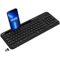 1 x RAW Customer Returns cimetech Wireless Keyboard, Bluetooth and 2.4G Keyboard, Italian Design with 3 Channels Multi-Device for iOS, Android, Windows, Smartphone Black  - RRP €27.58