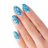 50 x Brand New Glamsy nail foil, Maui Wowi , blue with white pattern nail wraps, long-lasting, 24 self-adhesive ultra-thin nail foils in different sizes - RRP €599.5