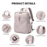 1 x RAW Customer Returns GOLF SUPAGS Laptop Backpack Women Elegant 14 Inch School Backpack Men Daypack Waterproof School Bag with Laptop Compartment Backpack Women Daypacks for Uni Travel Rose Gray - RRP €36.99