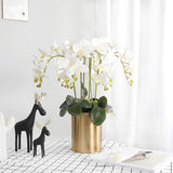 1 x RAW Customer Returns FagusHome 4 pieces artificial Phalaenopsis orchid flowers white 80CM with artificial orchid leaves 2 bundles for decoration white  - RRP €20.94