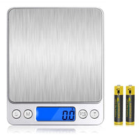 2 x RAW Customer Returns VersionTech digital kitchen scales, household scales, letter scales, high precision up to 0.1 g, 3 kg maximum weight with tare function, LCD display, including battery - RRP €22.18