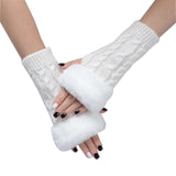 1 x Brand New SUNTRADE Women s Fingerless Gloves Faux Fur Arm Warmers Winter Fingerless Wrist Warmers Light Gray Medium - RRP €27.6