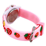 1 x RAW Customer Returns Children s Watch Girls Wristwatch 3D Analogue Quartz Watch Rubber Strap - Pink - Strawberry - RRP €52.8