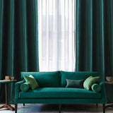 1 x RAW Customer Returns MIULEE Green velvet curtain with eyelets, beautifully soft velvet curtains for decoration, bedroom, living room, pack of 2 opaque velvet curtains, each 245 cm high, thick velvet thermal curtain winter - RRP €40.36