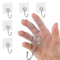 1 x RAW Customer Returns Zesc-Im hooks self-adhesive, hooks without drilling, 6 pieces adhesive hooks extra strong 44lb 20kgs max , adhesive hooks transparent, waterproof and oil-proof, seamless multi-purpose self-adhesive hooks - RRP €4.86