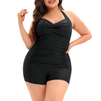 1 x RAW Customer Returns Durio Swimsuit Women s Large Size One-Piece Monokinis Tummy Control Swimwear Swimsuit Beachwear Halterneck Push Up Twist Front Black 50-52 Tag Size 5XL  - RRP €34.27