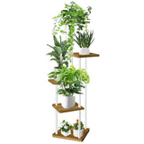 1 x RAW Customer Returns VASZOLA 5-Tier Wooden Flower Rack Plant Rack, Multi-Tier Flower Stand Plant Stand Flower Bench Flower Stairs Plant Stairs Standing Shelf for Indoor Garden Balcony Decoration White  - RRP €46.38