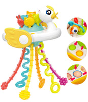 1 x Brand New Wappltt Montessori toy sensory toy baby from 1 year old motor skills toy for hanging silicone pull cord toy for babies toddlers boys girls, 1,2,3 year, duck - RRP €8.66