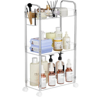 1 x RAW Customer Returns SPACEKEEPER acrylic storage trolley, 3-tier trolley, niche shelf on wheels, storage trolley for bathroom, bedroom, make-up, transparent - RRP €26.99