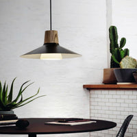 1 x RAW Customer Returns ouglres pendant light 1 flame black, vintage lampshade hanging lamp large, industrial metal, glass shade, height adjustable, modern wooden hanging lamp E27 for dining room, bedroom, kitchen, 28 cm - RRP €44.99