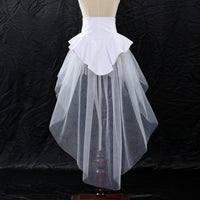 1 x RAW Customer Returns BPURB Steampunk Victorian Ruffle Tulle Skirt for Women Waist Belt Corset Pirate Petticoat Cosplay Halloween, White-1, XXL - RRP €35.99