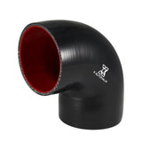 1 x RAW Customer Returns AUTOHAUX Car Silicone Hose Coupler Pipe 90 Degree Black Red 89mm 3.5 Inner Dia. - RRP €29.49