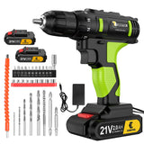 1 x RAW Customer Returns CONENTOOL 21V cordless screwdriver set, cordless drill driver with 2x 2000mAh batteries, 42 Nm max impact drill driver, torque on 18 1 levels, drill driver with 30PCS - RRP €48.4