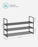 1 x RAW Customer Returns SONGMICS Shoe Rack with 3 Tiers, Metal Shoe Rack, Shoe Storage, Shoe Organizer for 12-15 Pairs, Stackable, for Hallway, Living Room, Bedroom, 30 x 92 x 55 cm, Black LSA303B02 - RRP €16.99