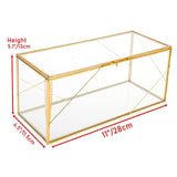 1 x RAW Customer Returns Homtone 28 cm Handmade Glass Card Box with Golden Line, Large Golden Rectangular Geometric Terrarium, Clear Jewelry Glass Display Case for Wedding, Wishwell, Keepsake - RRP €26.17