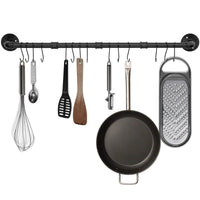 4 x Brand New Pot Pan Wall Hanging Rack 0.9 m, Industrial Metal Kitchen Rail Wall Mounted with S Hooks for Utensil Gadget, 91.4 cm matt black - RRP €84.56