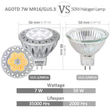 1 x RAW Customer Returns AGOTD GU5.3 MR16 LED spot lamps, 7W 2700K warm white replaces 50 watt halogen spotlights, LED spotlights 38 beam angle 12V AC DC light bulb LED, pack of 6 - RRP €33.26