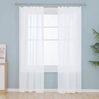 1 x RAW Customer Returns Deconovo Curtains Living Room Voile Curtains with Ruffle Tape for Rail System White 245x140 cm Set of 2 - RRP €19.82