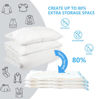 1 x RAW Customer Returns WKTRSM Clothes Vacuum Bags, 6 Pieces, Reusable Clothes Storage Bags Save Space for Storing Clothes Quilt Pillow Blanket 6Pc,3Pc 80 x 60CM,3Pc 100 x 80CM, 1 Manual Pump  - RRP €16.1