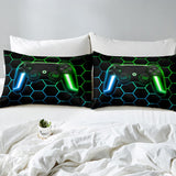 1 x RAW Customer Returns Gaming Duvet Cover for Boys Game Controller Duvet Cover Kids Glitter Gamepad Bedding Set for Glittery Geometric Honeycomb Pattern Gamer Duvet Cover, 1 Pillowcase, 135 x 200 cm - RRP €32.26