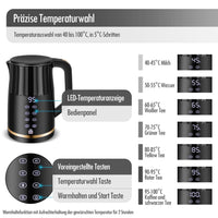 1 x RAW Customer Returns ForMe stainless steel kettle 1.7 temperature setting temperature selection 40-100 C Smart LED digital temperature display BPA FREE temperature adjustable kettle I teapot tea kettle with keep warm function - RRP €35.63