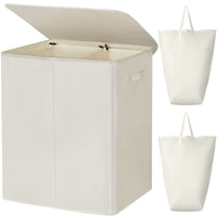 1 x RAW Customer Returns Chrislley 154L laundry basket with lid, laundry collector 2 compartments with lid and 2 laundry bags, laundry sorter large XXXL for bedroom, laundry room, closet, bathroom, college beige  - RRP €39.99