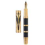 1 x RAW Customer Returns HONG DIAN D5 Qin Dynasty Fountain Pen Black Gold, Fine Nib Piston Filler with Box Set - RRP €55.07