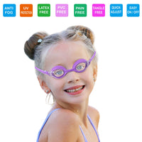 11 x Brand New RUIGAO Swimming Goggles for Kids Ages 2-6, Fabric Strap, No Tangle Easy to Put on, Children Goggles with Case, Purple Purple Princess  - RRP €110.77