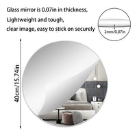 1 x RAW Customer Returns TSKDKIT 40cm Round Wall Mirror with Self-Adhesive HD Glass Circle, Large 40cm Wall Mirror, Frameless Mirror, Wall Decor for Bathroom, Bedroom, Living Room - RRP €25.56